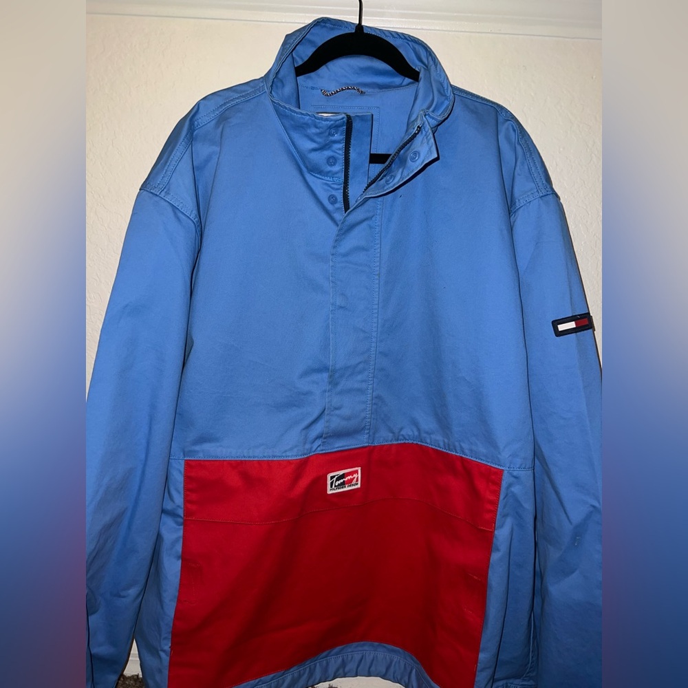 Tommy Hilfiger Blue and Red Windbreaker Jacket